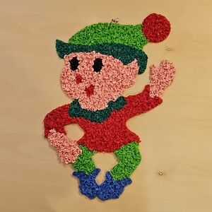 Vintage Popcorn Colorful Elf Christmas Wall Hanging Decoration
